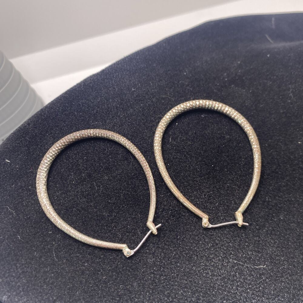Womens Silver Worn Earring Hoop Earring